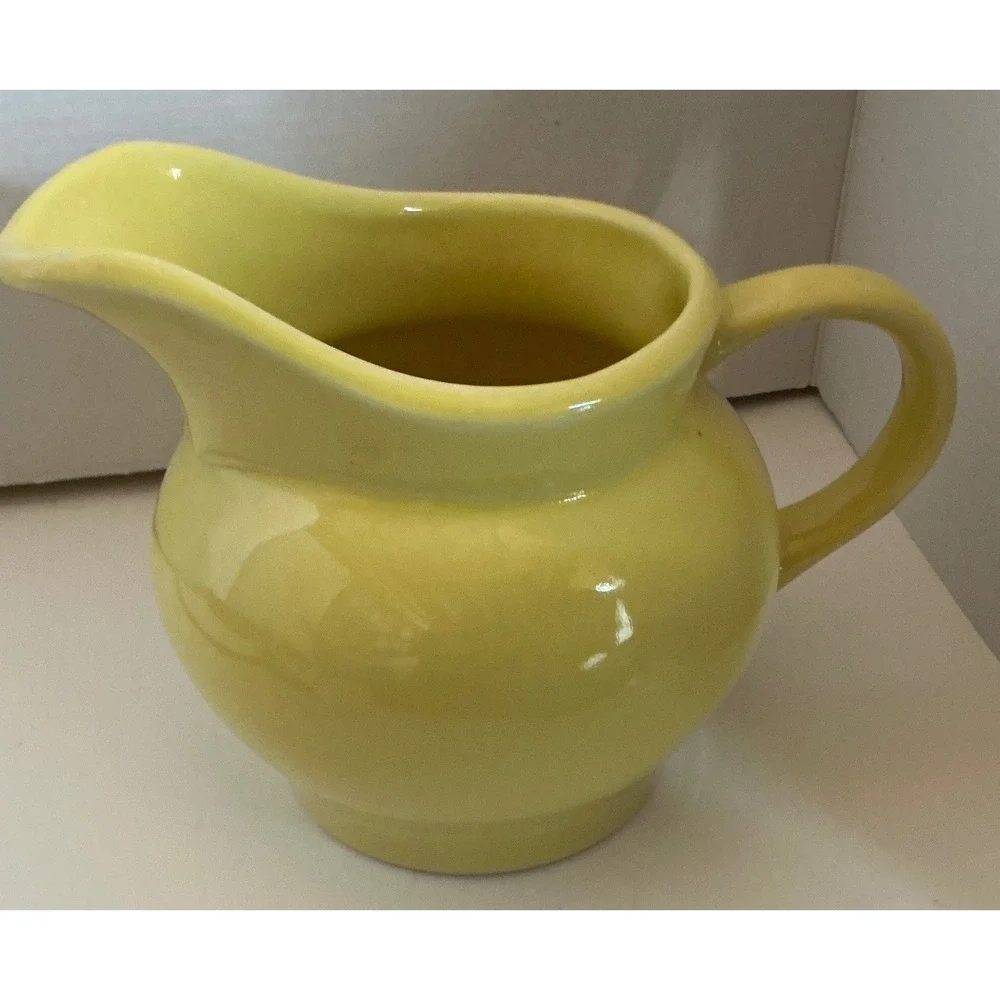 Yellow Ceramic Pitcher Small Creamer Jug Sunny Glaze Kitchen Decor